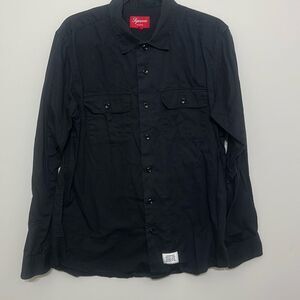 Vintage Supreme Black 2000's Standard Issue Long Sleeve Button‎ Up Shirt Large